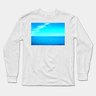 Scenery from Numana Alta with the Adriatic Sea crossed by a motorboat leaving a trail Long Sleeve T-Shirt